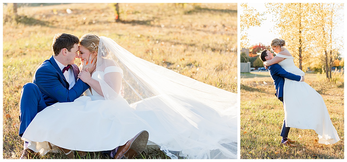 bride and groom go nose to nose at the 5th of novi