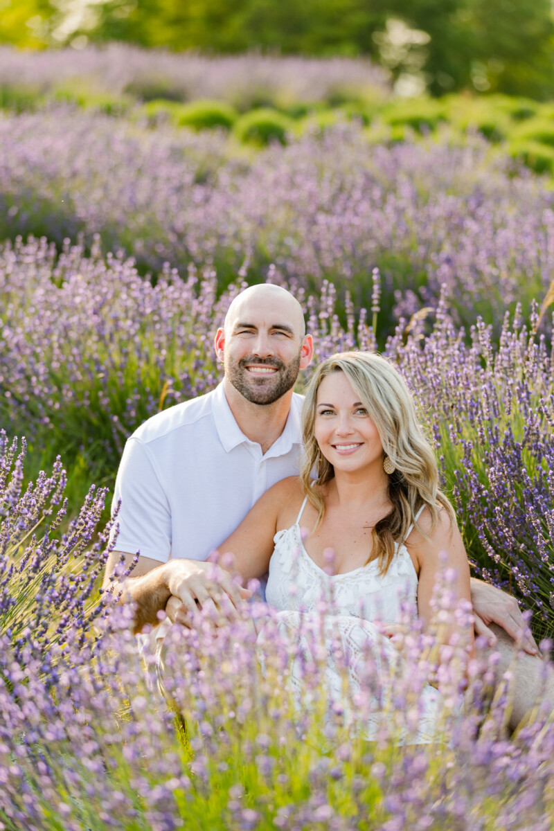 Couple sitting in a lavender field