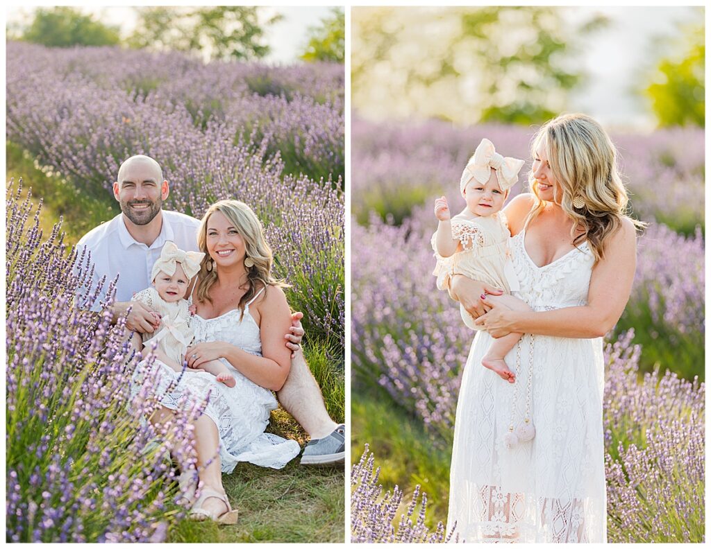 Family poses for family pictures at Belle Lavande Lavender Farm 