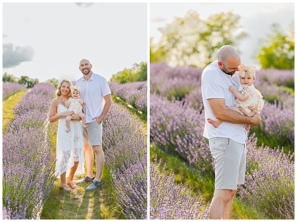 Ann arbor Photographer poses family in Belle Lavande Lavender Farm Mini-Session. 