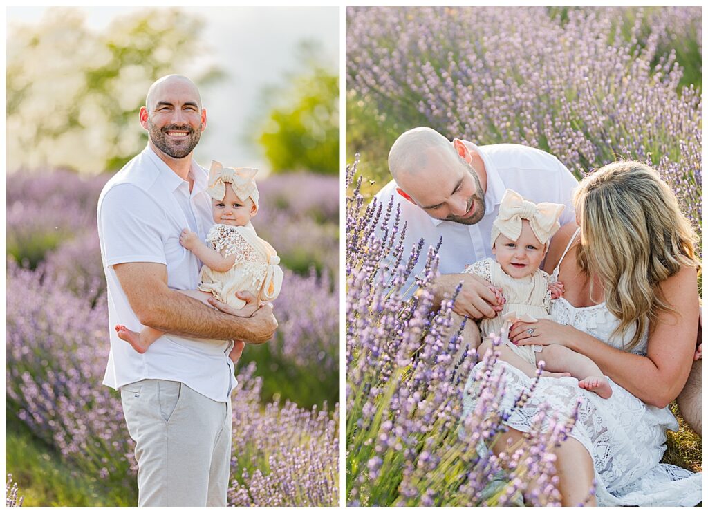 Family sitting in a lavender farm 